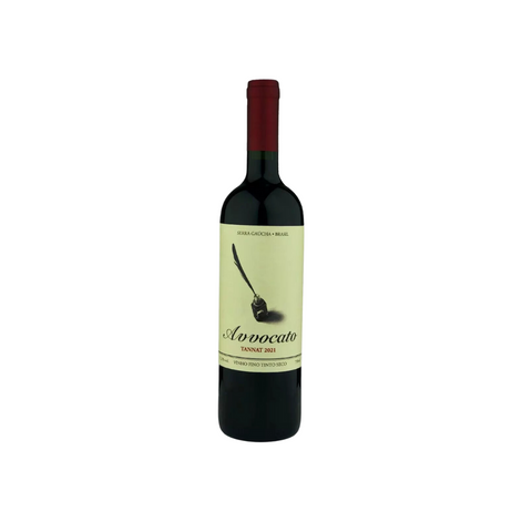Garrafa do Avvocato Tannat, com coloração profunda e rótulo elegante, perfeita para jantares sofisticados.